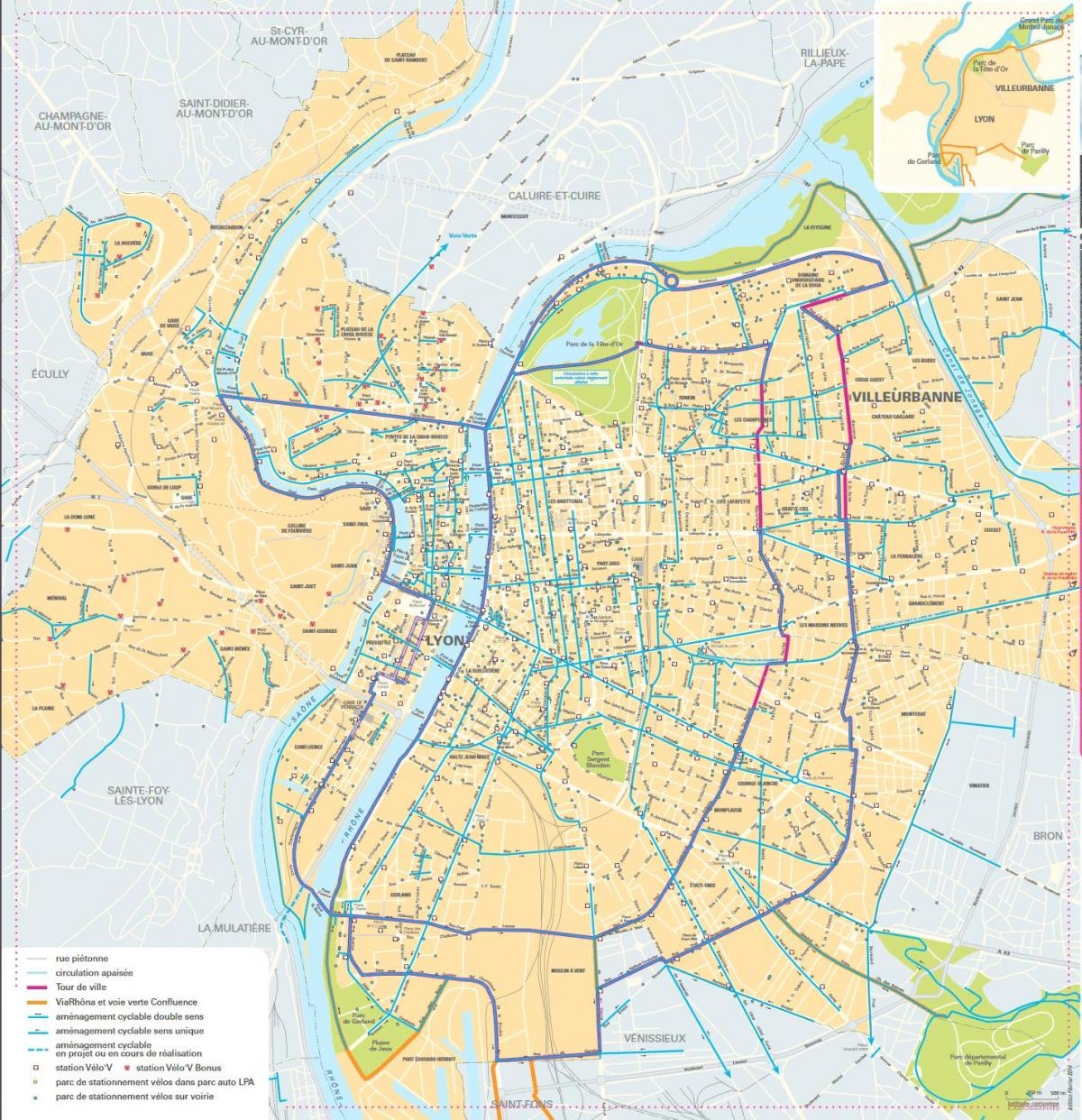 bản đồ của Lyon xe đạp