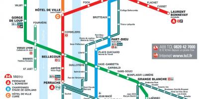 Lyon tàu điện ngầm bản đồ 2016