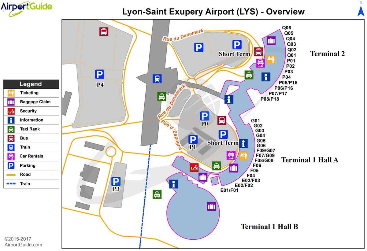Lyon pháp sân bay bản đồ