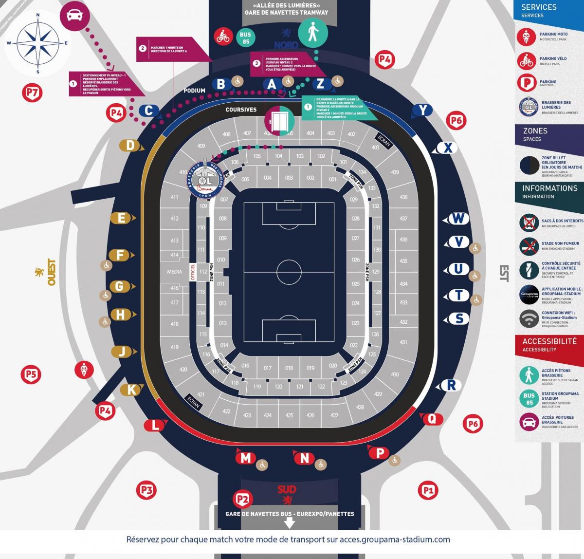 bản đồ của Lyon sân vận động