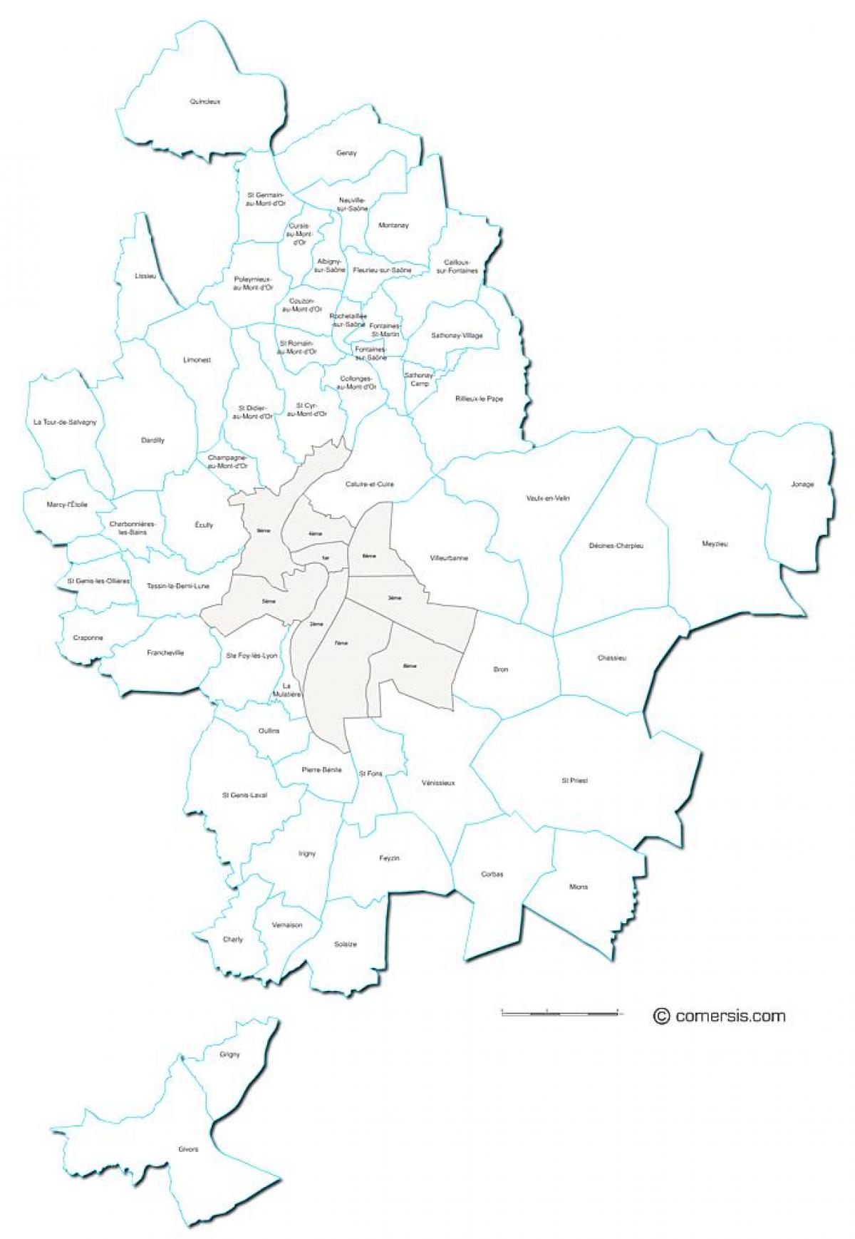 bản đồ của pháp Lyon khu vực