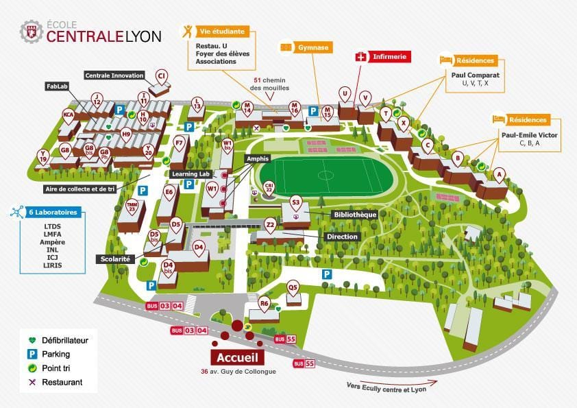 bản đồ của Lyon, trường học,