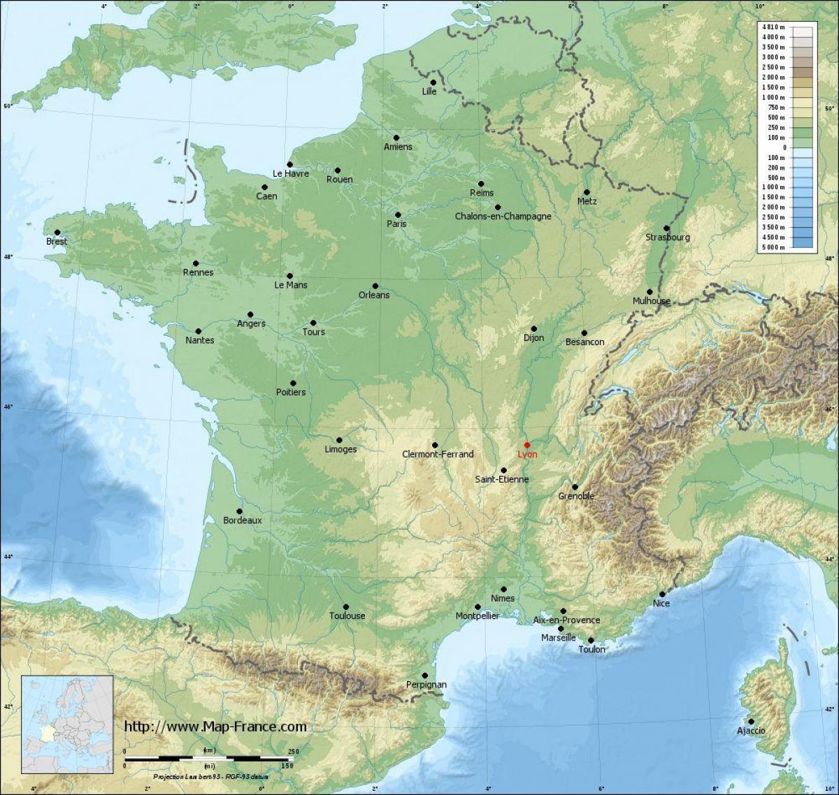 bản đồ của Lyon geographic