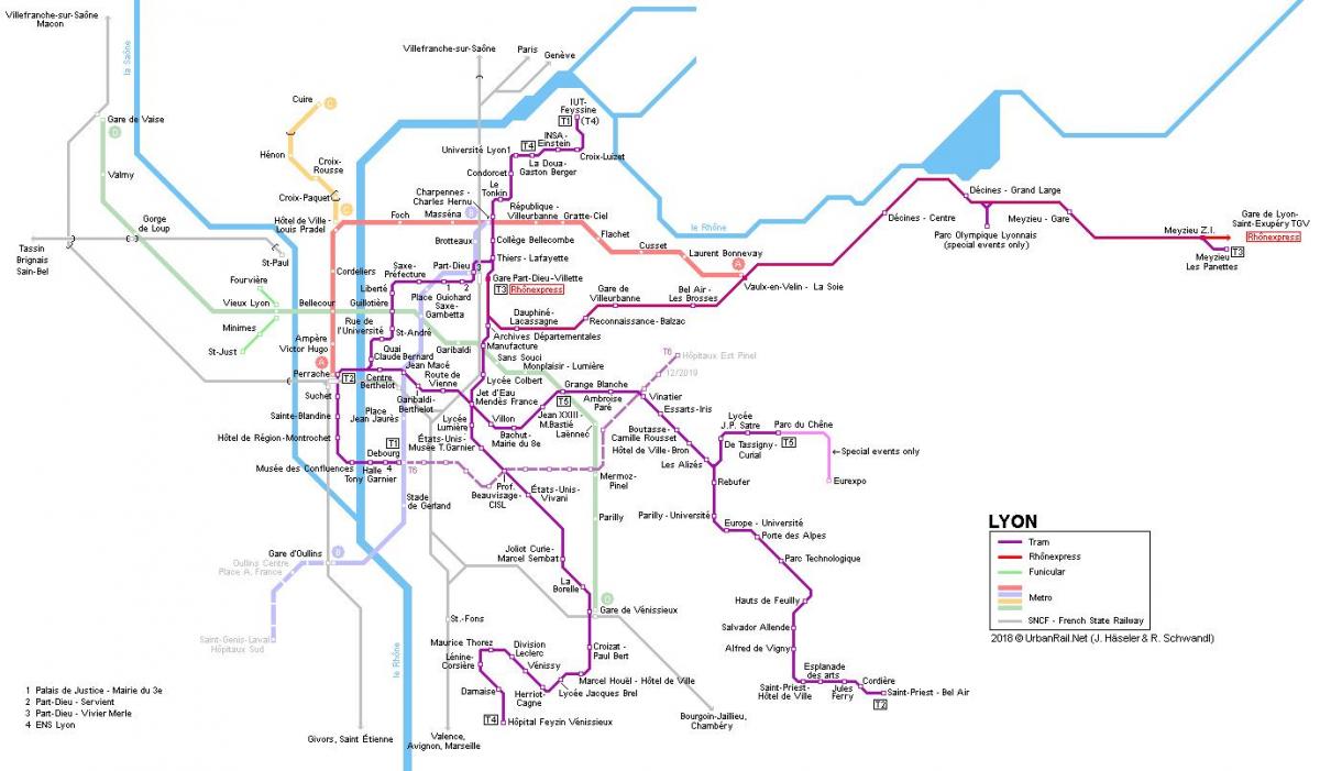 bản đồ của rhone express Lyon