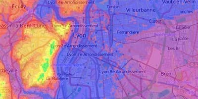 Bản đồ của địa hình Lyon